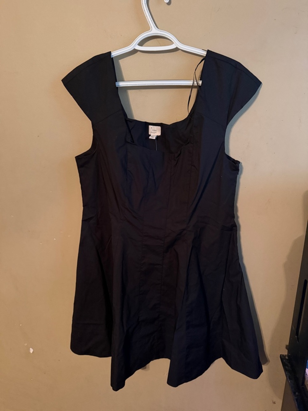 a new day Black Square-Neck Cap Sleeve Fit-and-Flare Tunic Dress